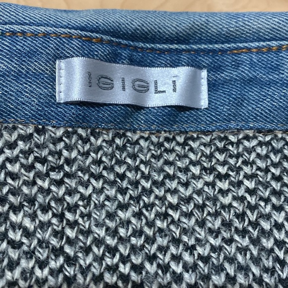 Igigli Star Patterned Cardigan with Denim Collar - Picture 10 of 17